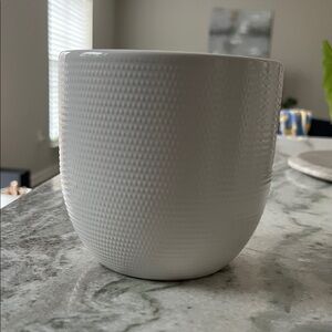 Textured White Ceramic Planter